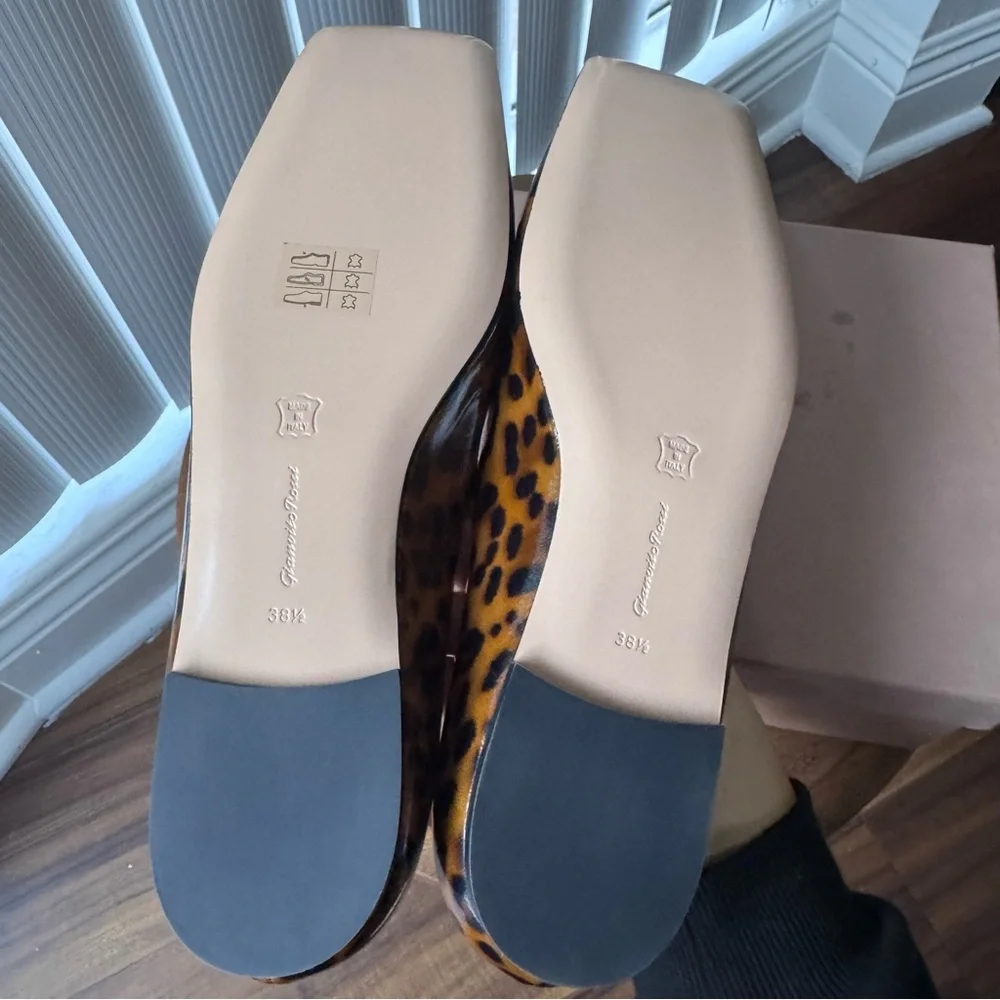 Gianvito Rossi Christina Leopard Print Leather Mary Jane Flats